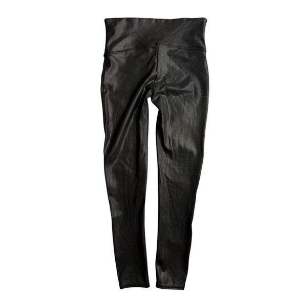 Spanx Womens Faux Leather Leggings Stretch Pants Color Black Size Large Petite - Picture 7 of 11
